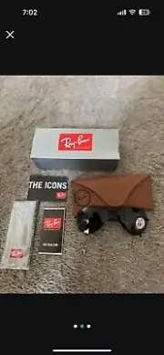 Ray Bans Aviator Large Metal Black Polarize With Box Brand New. Authentic.