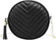 [Generic] Women Crossbody Shoulder Bag Circle Tassel Purse Clutch Evening Small PU leather Handbag Fashion Wallet With Chain