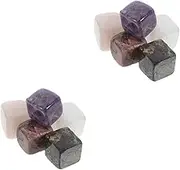 2sets Stone Ice Cubes Ice Whiskey Rocks Chilling Reusable Lid Wine Liquor Dispenser Shaker Drink Dispenser with Spout Whiskey Cubes Drinks Releaser Parties Funnel Quartz 6pcs*2