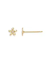 Zoe Lev 14K Yellow Gold Tiny Diamond Flower Stud Earrings