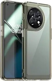 [Eabhulie] OnePlus 11 Case, Clear PC Back TPU Bumper Case Cover for OnePlus 11 Transparent Grey