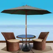 3M Outdoor Beach Umbrella Garden Patio Parasol UV Resistant Sunshade Charcoal