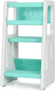 Kids Kitchen Step Stool, Toddler Step Ladder W/ 3 Adjustable Heights, Non-Slip D