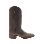 Los Altos Square Toe Teju Lizard Saddle Mens Brown Wide Cowboy Western Boots