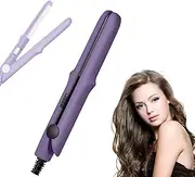 2 in 1 Mini Dual Purpose Curling Iron,Upgraded Mini Curling Wand & Flat Iron Hair Straightener,Portable Travel Curling Wand Hair Straightener for Short HAIR All Hairs Types (Dark Purple)
