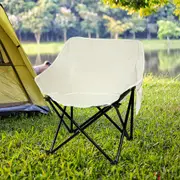 Levede Folding Camping Moon Chair Lightweight Outdoor Chairs Portable Seat Beige