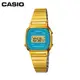 【CASIO】LA670WGA-2 復古造型小電子錶/經典百搭/女用款/24mm/金屬錶帶x金藍/公司貨【第一鐘錶】