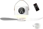 Tent Ceiling Fan With Light - Lighted Small Ceiling Fan With Remote Control 3600mAh,Outdoor Cooler With Timer, Removable, 4 Speeds, USB Rechargeable For Outdoor RV