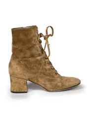 Khaki Suede Lace-Up Boots