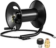 M MINGLE Pressure Washer Hose Reel 200ft, Heavy Duty Steel Hose Reel, Manual Crank Power Washer Hose Reel with Swivel Arm, 3/8" NPT Outlet Pipe, 4000 PSI
