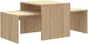 [vidaXL] Nesting Coffee Tables, Modern Sonoma Oak Engineered Wood, Rectangular Accent Tables with Hidden Storage Space, 2-Piece Set