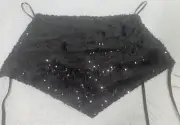 Forever 21 Black Sequin Handkerchief Bandanna Backless Top Size OX