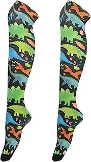 [Caihoyu] Women Soft Thigh High Socks Soft And Comfortable Long Thigh High Socks Over Knee High Sock for Dates Watercolor Dinosaurus, Watercolor Dinosaurus