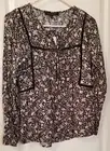 VTG Downeast Blouse BOHO Cottagecore Prairie Hippie Peasant Multicolor Tie Vneck