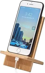 LIFATION Bamboo Phone Stand with Charging Hole Detachable Portable Wood Mobile Phone Holder
