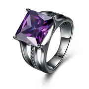 Elegant 12mm Gun Black Plated Zircon Rhinestone Diamond Rings Gift for Women 02 COLOR