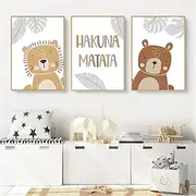 CULASIGN Set of 3 Posters for Children's Room, Forest Animals Pictures, Baby Room Decoration, Boy Girl, Animals Children's Poster Set, Wall Pictures, DIN A4, Children's Pictures without Picture Frame