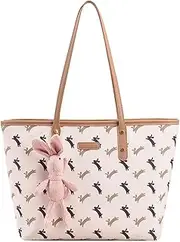[NICOLE & DORIS] Large Handbags for Women Fashion Tote Bag Printed Shoulder Bag PU Leather Top-handle Shopping Bags Hobo Bags Cute College Bag Travel Bag with Charm