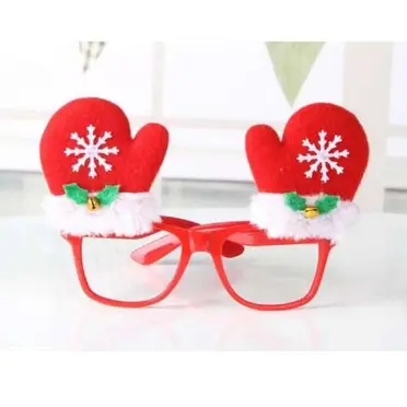 摩達客 聖誕派對造型眼鏡-雪花紅手套