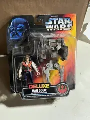 Star Wars Deluxe Han Solo Smuggler Flight pack action figure NEW SEALED BOX