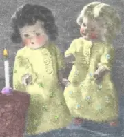 Doll Knitting Pattern 7 ½" Rosebud Twins Strewn Flowers Nightgown in 3ply Wool