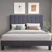 Royal Sleep Bed Frame Single Double Queen King Bella Velvet Headboard Wooden USB