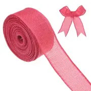 Burlap Ribbon, 1.5" x 10 Yards Burlap Wired Edge Ribbon [Rose Red]