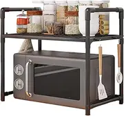 Microwave Stand counter-top - Microwave Shelf | Over Microwave Shelf Unit | Microwave Stand | Kitchen Shelves Counter Top Organizer | Adjustable Heavy Duty Microwave Shelf Stand With Hooks For Kitchen