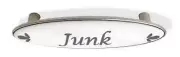 (12 Pack) 3" Junk Drawer Pull Blue-Gray Script on White with Satin Nickel