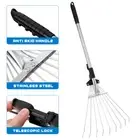 Adjustable Rake Rakes Lawns Heavy Duty Metal Leaf Rake Adjustable Leaf Rake