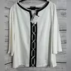 Bob Mackie Top Womens plus size 1X embroidered Cotton Tunic Bobo Art New
