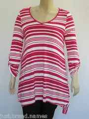 Autograph Ladies 3/4 Sleeve Stripe Tunic Top sizes 14 16 18 Colour Pink