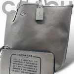 COACH 蔻馳 化妝包 托特包 SIGNATURE 銀色 日本直送 二手