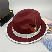 [Hcclijo] Vintage Wool Fedora Men's Wool Felt Hat Ladies Hat Two-Hat British Style Jazz Hat Hat