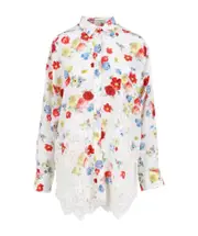 Floral printing mixed spliced shirt IT40 White