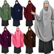 Khimar Muslim Women Prayer Dress Robe Overhead Islamic Hijab Abaya Caftan Kaftan