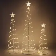 3 Packs Spiral Tree Christmas Decoration Outdoor, 218 LED Xmas Tree Lighted Hoil
