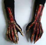 Bloody Skeleton Death Beast Claws Hands Scary Adult Halloween Costume Gloves