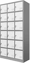 Locker Storage Cabinet 18 Doors Steel Office Storage with Lock for Gym Office School Stationary Classroom Dark Grey & White