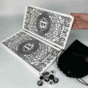 Acrylic Stone Backgammon Set Board+Case, Financial Theme, Premium Game 14,2*7,1"