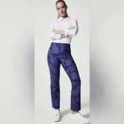 SPANX Sunshine Kick Flare Pants in Floret Navy NWT Petite Medium