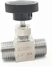 Safety Valve 1/8" 1/4" 3/8" 1/2" BSP Equal Male Thread SS 304 Stainless Steel Flow Control Shut Off Needle Valve REDUCING Valve(1/2")