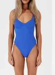 FREE PEOPLE ZULU ZEPHYR Ribbed Balconette One Piece Marine blue Size 4