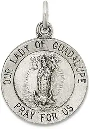 [JewelryWeb] 925 Sterling Silver Solid Artisan Oxidized Our Lady of Guadalpue Medal Pendant Necklace 25x17mm Wide-Pendant for Women