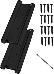 Pair of 8 Inch Heavty Duty Stainless Steel Cafe Saloon Door Swing Self Closing Double Action Spring Hinges (Black)