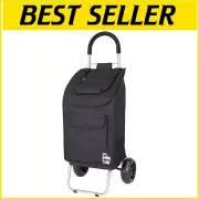 Foldable Lightweight Shopping Cart with Heavy-Duty Wheels - Black Trolley Dolly