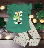 Girl's 2T St Patrick's Day Top/Pants Pot of Sparkle Gold Rainbow Green Shamrocks