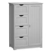 Costway Bathroom Cabinet Storage Cupboard 2-Shelves Free Standing Grey Wooden