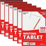E-CLIPS USA Notepads, Ruled Writing Tablet, Note Pads 6 x 9, Small Notepads, Memo Pad, White, Chipboard Back, Writing Pad, Office Supplies, 100 Sheets Per Pad (6 Pack)