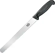 Victorinox Wavy Edge Round Tip Slicing Knife, Black, 5.4233.30